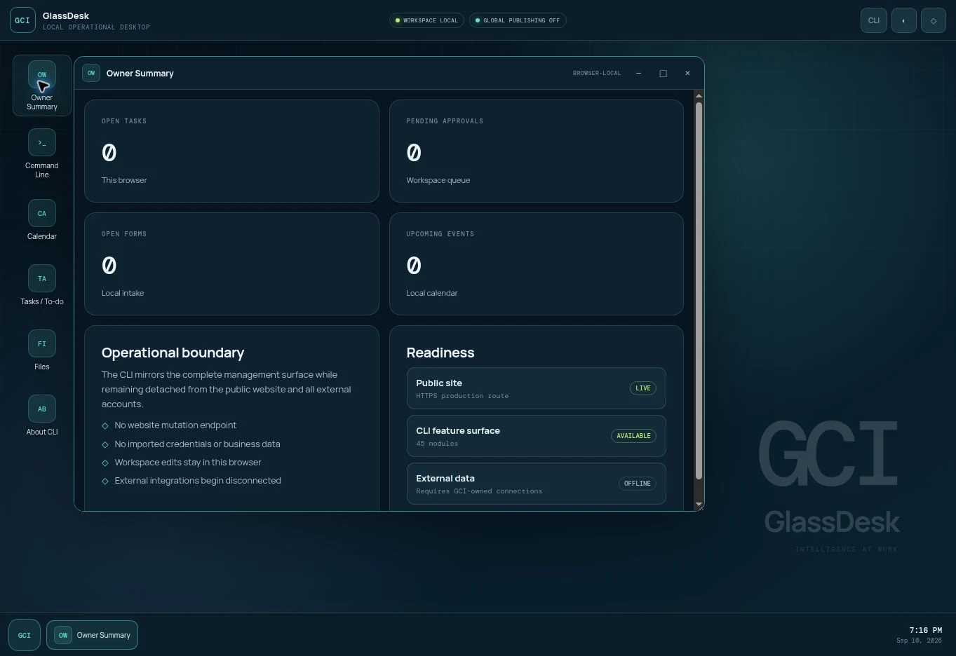 Actual GlassDesk screenshot